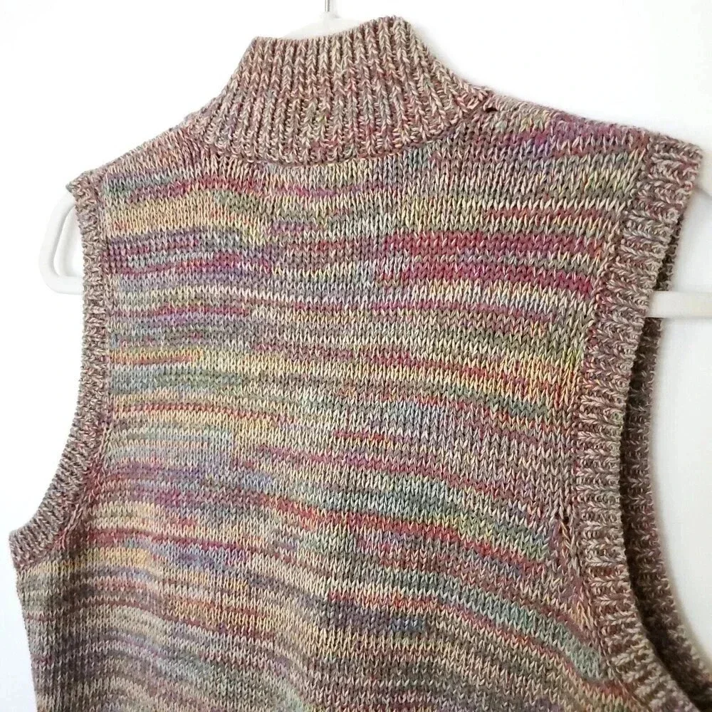 J.G.HOOK Women Knit Vintage Sweater Vest Medium Multicolor Pastel Hidden Buttons - Picture 8 of 11